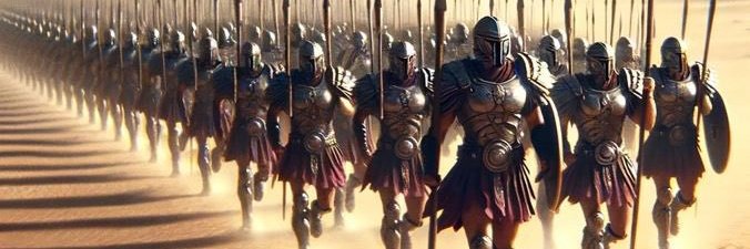 A vast army of armored Spartan-like warriors marches in formation across a dusty battlefield, evoking themes of strength, unity, and unwavering resolve—mirroring the post's message about $LUNC's enduring conviction outlasting fleeting hype.