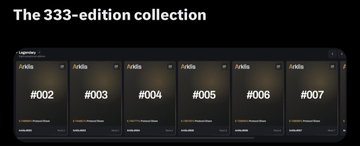 A black box set labeled "The 333-edition collection" displays seven numbered volumes (#002-#007) with gold lettering on black spines.