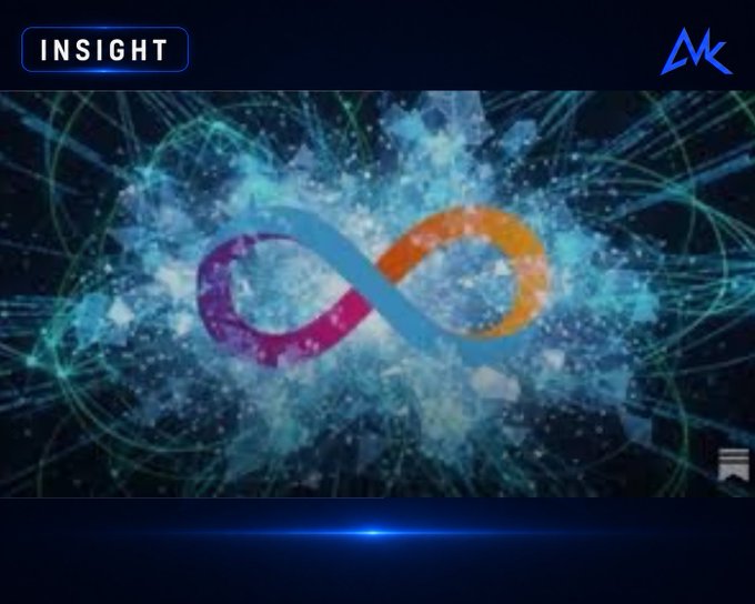 Digital artwork titled 'INSIGHT' featuring a colorful infinity/loop symbol with a cosmic burst effect in the background, branded with 'AVC' logo in the corner.