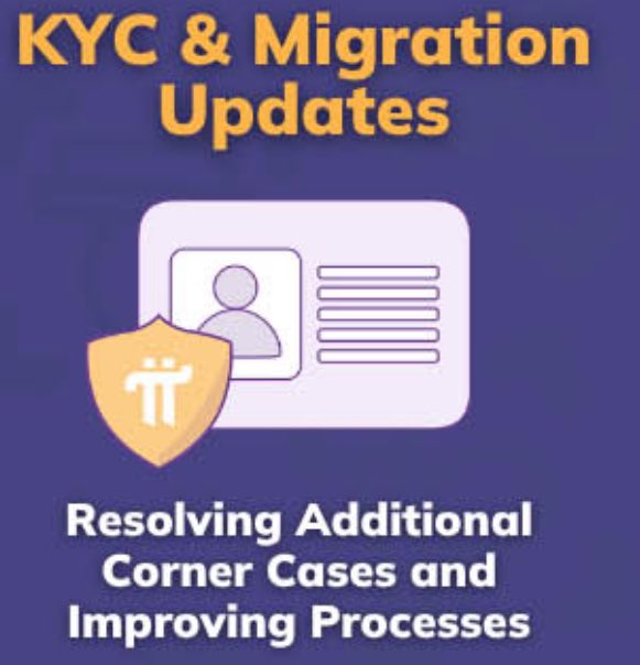 An informational graphic titled 'KYC & Migration Updates' with the subtitle 'Resolving Additional Corner Cases and Improving Processes,' featuring an ID card and shield illustration.