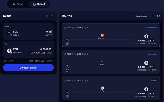 The image shows a computer screen displaying a wallet management app with various options for connecting to different wallets or transferring funds between them. The app has a blue background that contrasts with the black text displayed on the screen, making it easy to read. The main focus of the image is the "Connect Wallet" button located in the center, which allows users to connect their wallet to another one.
