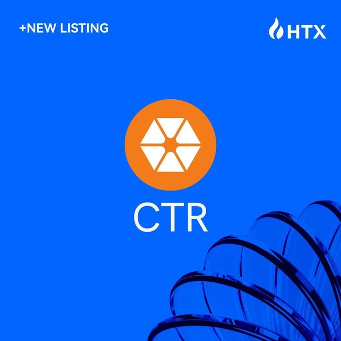 𝗡𝗲𝘄 𝗟𝗶𝘀𝘁𝗶𝗻𝗴 is a new ecosystem expansion that has been officially launched, as indicated by the caption "Another ecosystem expansion is underway as $CTR by @citrea_xyz officially arrives on HTX". The image features a blue background with a white hexagon logo in the center.