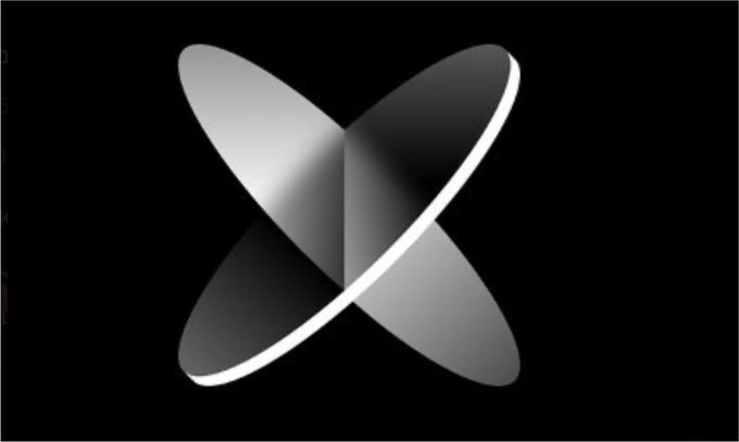 A sleek, stylized silver and black X-shaped logo, representing the SpaceX brand mark, is displayed against a black background.
