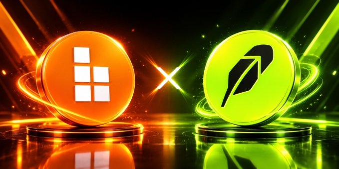 A promotional graphic showing two cryptocurrency logos—an orange token on the left and a green token on the right—facing off with an 'X' between them against a dramatic, glowing background.