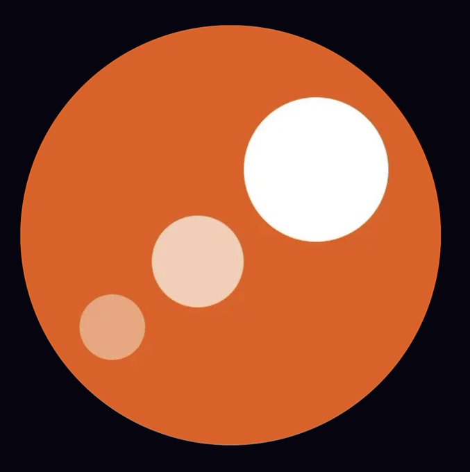 A simple graphic featuring a large orange circle with three smaller circles inside—one large white, one medium peach, and one small tan—arranged diagonally, resembling an abstract planetary or orbital design that visually echoes the "Orbio" branding in the post about the new eco runner.