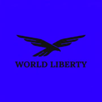 World Liberty logo featuring a black stylized eagle/bird above the text 'WORLD LIBERTY' on a bright blue background.