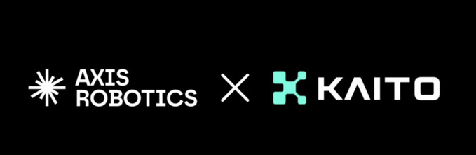 A black banner showing the Axis Robotics logo next to a multiplication symbol and the KAITO logo, indicating a collaboration.