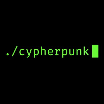 A black screen displaying green terminal-style text reading "./cypherpunk" with a cursor block, evoking a command-line interface that visually ties to the post about Cypherpunk Technologies reporting $39.4 million in net income and a $46 million unrealized gain on its ZEC cryptocurrency holdings.