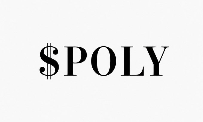 The image displays the text "$POLY" in bold black serif font on a light gray background. This relates to the post's speculation about whether the $POLY token could achieve the largest airdrop in crypto history, surpassing notable past airdrops from Uniswap, Arbitrum, and Hyperliquid.