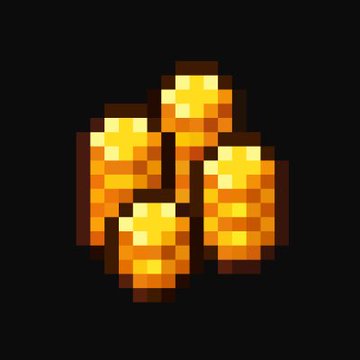 The image features a small group of four golden coins stacked together against a black background. The coins are made up of smaller squares, giving them a pixelated appearance. The text accompanying the image reads "Still making some coffee money from casually playing Axie Origins and doing onchain tasks from Axie Bounty Boards." This suggests that the person who posted this image is involved in online gaming or has an interest in digital art and design.