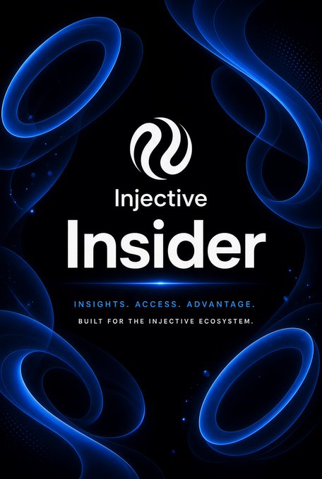 A digital graphic for "Injective Insider" with the tagline "INSIGHTS. ACCESS. ADVANTAGE. BUILT FOR THE INJECTIVE ECOSYSTEM."