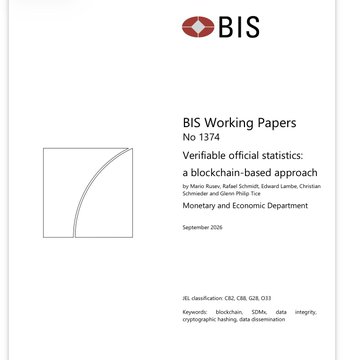 The image shows the cover of BIS Working Paper No. 1374 titled "Verifiable official statistics: a blockchain-based approach" by Manu Bhardwaj et al., published in September 2020.

The accompanying post about XRP relates to this image through its blockchain/cryptocurrency theme, as the BIS paper discusses blockchain technology for statistics dissemination — though the post's optimistic claim about becoming "really rich" from XRP has no substantive connection to this academic paper on official statistics.