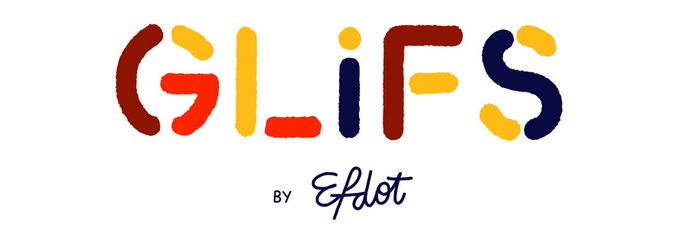 The image features a logo for a company named Glifs by EfDot Studio. The logo consists of colorful letters that spell out "GLIFS" in a playful font, with each letter having a different color - red, yellow, blue, and green. The text is written in a cursive style, giving it an artistic touch. The image also includes some text that reads: "Art? The Garden is in obviously... GLiFS by @EfdotStudio In partnership with Opensea & Transient Labs $20 in ETH Past collabs with Nike, Apple, Coca Cola, Adidas...".