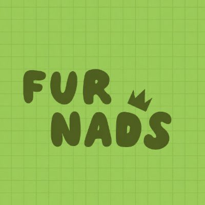 A green background with bold text reading "FUR NADS" and a small crown symbol, displayed on a graph paper pattern.