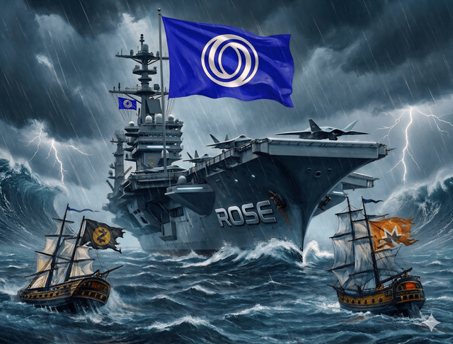 The image features a ship with the word "rose" written on its side, surrounded by other ships in rough waters during a stormy night. The sky above them is filled with dark clouds, creating an intense atmosphere. The caption suggests that the ship's name is Rose and implies that it has true power or strength to withstand any challenges thrown at it.