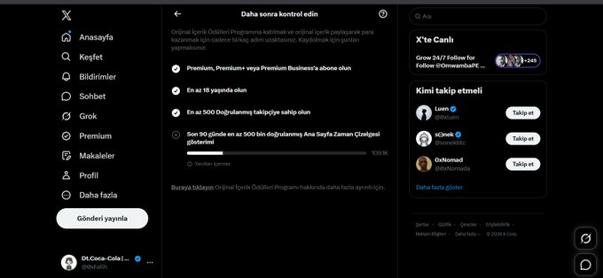 Screenshot of the X (Twitter) Premium subscription page in Azerbaijani language, showing subscription tiers and suggested accounts to follow.