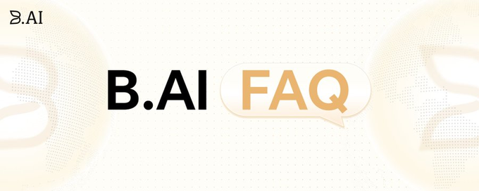 The image features a white banner with black text that reads "B.AI Releases UpdatedFAQ" at the top of the image. Below this, there are two circles with gold lettering, one containing the word " FAQ" and the other " B.ai". The background color is gray, providing a neutral backdrop for the text.