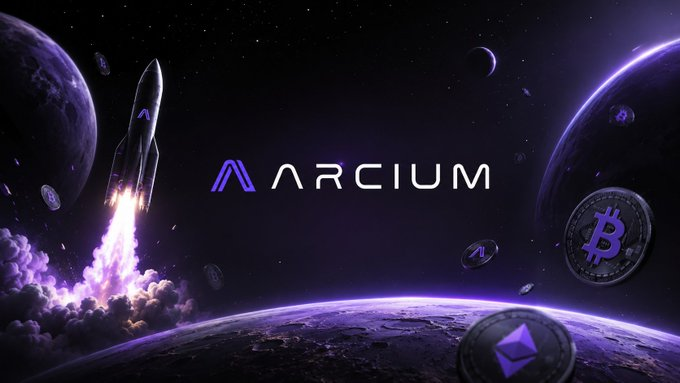 The image shows a rocket launching into space, with the words "Arcium" written above it. The caption below the image reads "Good news Arcians @Arcium Pre-Market is now tradable on @WhalesMarket seems we are getting much closer daily". This suggests that the post is related to cryptocurrency trading and specifically about the ARX token, which is a digital currency.