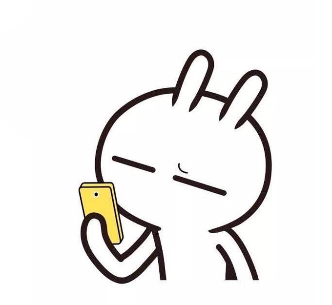 A cute cartoon rabbit with closed eyes stares intently at a yellow smartphone, looking disappointed or unimpressed by what it sees on the screen. The image humorously illustrates the relatable post about checking a stock portfolio, capturing that all-too-familiar feeling of dismay when markets aren't performing well.