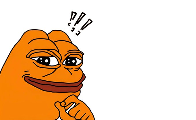 A digital drawing of an orange, lumpy cartoon character with wide eyes, a flat smile, and a clenched fist, accompanied by drawn exclamation and question marks above its head.
