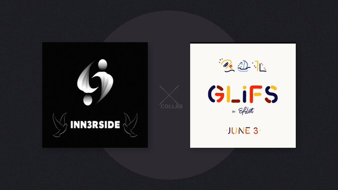 urnside and glifs logos are displayed against a black background, with the glifs logo featuring a bird and the urnside logo featuring a person.