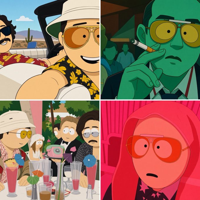 The image is a four-panel collage featuring characters from the animated TV show *The Simpsons* and its spin-off *Futurama*, shown in various scenes wearing sunglasses. The post from x.com/joeydoge42069 likely uses these stylized, sunglasses-clad cartoon characters as a reaction or meme format.
