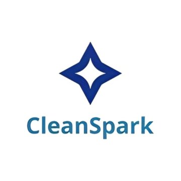 The CleanSpark company logo featuring a blue four-pointed star design above the company name 'CleanSpark' in blue text on a white background.