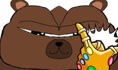 A cartoonish brown bear with sharp fangs snarls menacingly at a colorful, rainbow-dotted line that appears to be spiking upward sharply, resembling a volatile price chart. The image humorously depicts the unpredictable nature of trading, where an obvious entry becomes chaotic and the trader realizes there's no extra points for roundtripping—capturing the frustration of a sudden reversal.