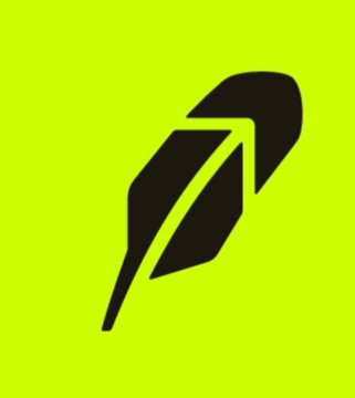 A stylized black feather or quill logo centered on a vivid neon-yellow background.