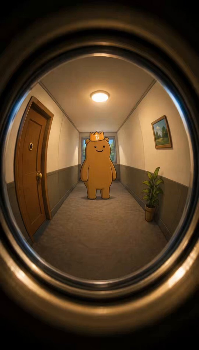 The image features a cartoon bear standing at an open door with its head tilted upwards as if looking inside. The caption of the image reads, "Hey @HTX_Global, is anyone home? $GRIZZY is standing at the door." This suggests that someone might be interested in seeing the cartoon bear and has left a message for others to respond or confirm their presence.