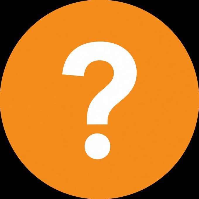 An orange circular icon with a white question mark in the center.