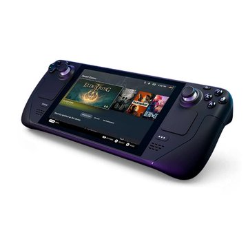 The image shows an electronic device, possibly a gaming console or a computer monitor, with a screen displaying a video game. The device appears to be black and purple in color. There are two thumbs on the left side of the device, suggesting that someone is using it for playing games. The post reads "If you bought a steamdeck this morning you outperformed ETH over the past 5 years". This implies that the electronic device has been used to play video games, possibly against an online opponent or in a competitive setting, and the user has achieved better results than the average player.