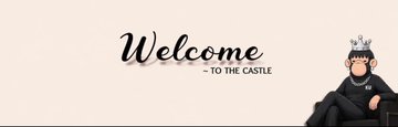 The image features a hand-drawn style "Welcome to the Castle" text alongside an anime-style character with spiky white hair, serving as a stylized introduction graphic that pairs with the promotional post inviting users to make predictions on sports, crypto, politics, and events at wahoopredict.com.