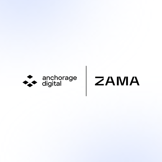 The image features a logo that reads "ZAMA" with a black diamond shape above it. Below this, there are two lines of text that read "anchorage digital". The background color of the image is white.