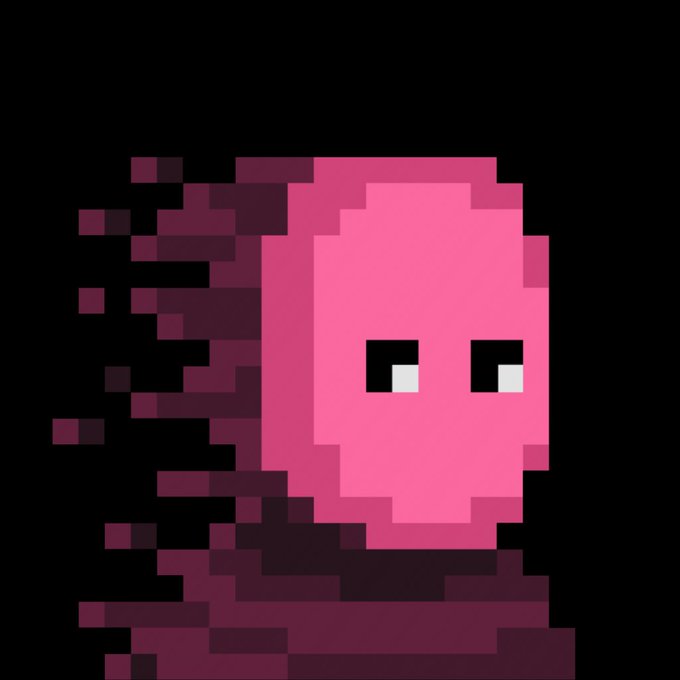 A pink pixel-art ghost with black and white eyes trails darker pink pixelated fragments behind it, symbolizing Zcash's shielded state. The retro gaming aesthetic visually represents the encrypted identity and protected network transaction mentioned in the post.