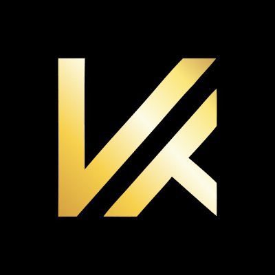A stylized gold "VR" monogram logo on a black background, likely representing the personal brand or initials of the individual who posted the message about declining business direct messages and maintaining family boundaries on weekends.