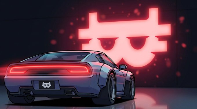 The image features a car with neon lights behind it, creating an eye-catching display of red and pink colors. The car appears to be parked indoors or in a garage setting. The background of the image has a dark color, which contrasts with the vibrant neon lights on the car. There is also text present in the image that reads "Sunday Vibes. Time to relax, recharge, and explore the Nakamoto Games ecosystem." This suggests that the car's owner might be interested in exploring the Nakamoto Games universe or taking some time off from their daily routine for a relaxing gaming session.