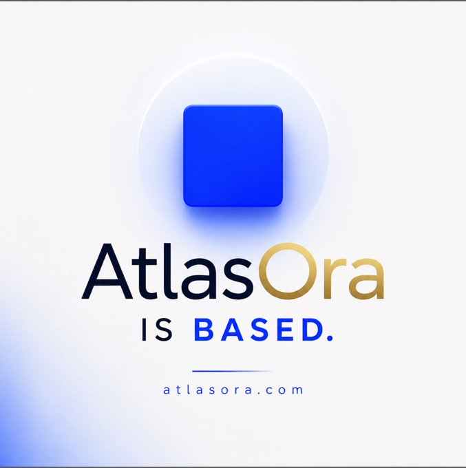 A logo for 'AtlasOra' featuring a blue square icon with the tagline 'IS BASED.' and the website atlasora.com.