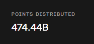 Two distorted text graphics on a black background, with the top reading "POINTS DISTRIBUTED" under the heading "RANKING REORGANIZATION" and the bottom displaying "474.44B" as a total score, visually emphasizing the points distribution figure mentioned in the post.