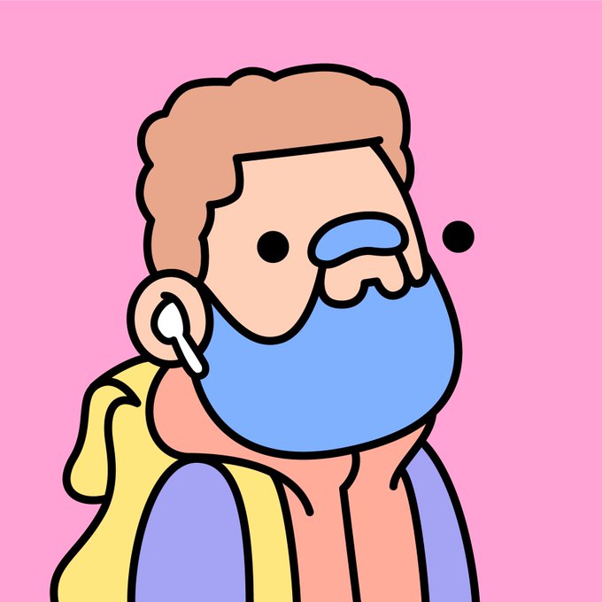 A cartoon-style illustration features a character with curly brown hair, a blue face mask, and a yellow backpack against a pink background.