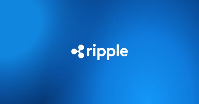 The Ripple logo and name are displayed prominently on a blue gradient background, reinforcing the post's message about Ripple redefining global cross-border payments with $XRP.