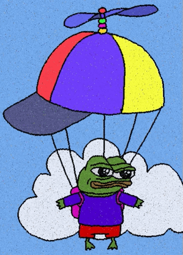 Yes, an airdrop is possible for this image as there are multiple balloons floating around the cartoon frog.