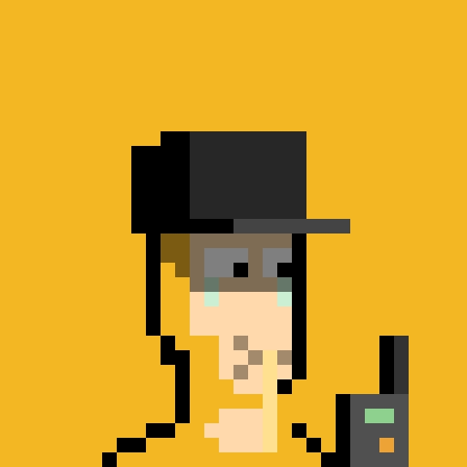 A pixel-art character with a black wide-brimmed hat, sunglasses, and a communication device stands against a vibrant yellow background, evoking a cyberpunk or hacker aesthetic that aligns with the CypherSquad Zcash gaming mission promotion.