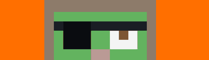 A pixel-art zombie face with a black eye patch and brown muzzle is displayed alongside brown side panels, visually representing the "restart the clock" sentiment in the post about buying the dip. The zombie's damaged eye and green skin likely symbolize a beat-up or down market, while the post suggests it's time for a fresh start or recovery rally.