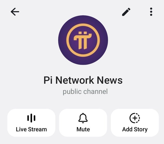 The image shows the Telegram channel page for "Pi Network News," a public channel featuring the Pi logo and options for Live Stream, Mute, and Add Story. It serves as a visual promotion for the channel mentioned in the post, encouraging users to join t.me/PiNewsUpdates for Pi Network updates and crypto airdrop information.