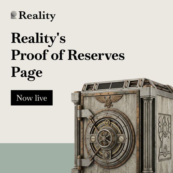 The image features a vintage metal safe with intricate designs and engravings. It appears to be an old-fashioned lock box or safe, possibly made of steel. The text "reality's proof of reserves page" is displayed above the safe, indicating that this image is related to a post about verifying real shares using the Reality'S Proof of Reserves Page.