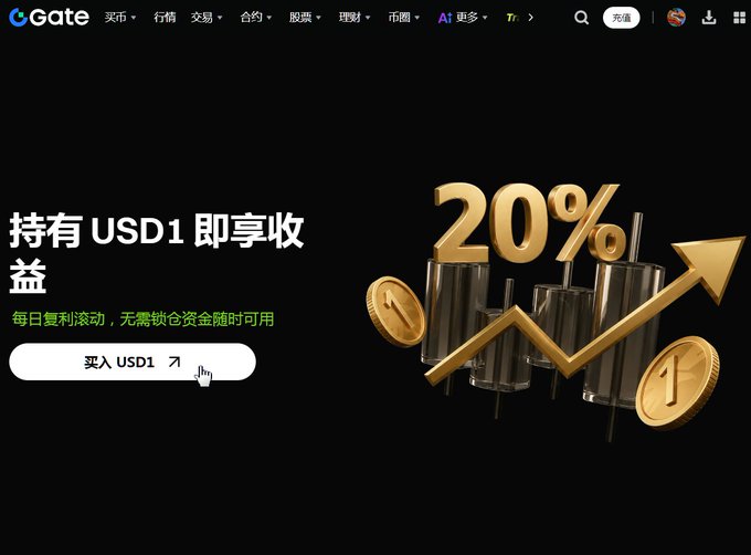The image shows a website display of an advertisement for US Dollars, specifically the US Dollar Symbol (€). The URL "gate/usd1" also appears in the image. A conversation-like interaction between two people with their names not shown can be inferred from the context provided by the post on Instagram that includes the name "Gate".