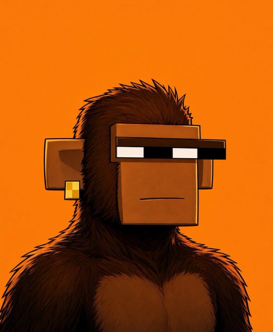 A digital illustration of a blocky, stylized Bigfoot/Sasquatch character wearing rectangular pixel sunglasses and a gold earring, set against a solid orange background.