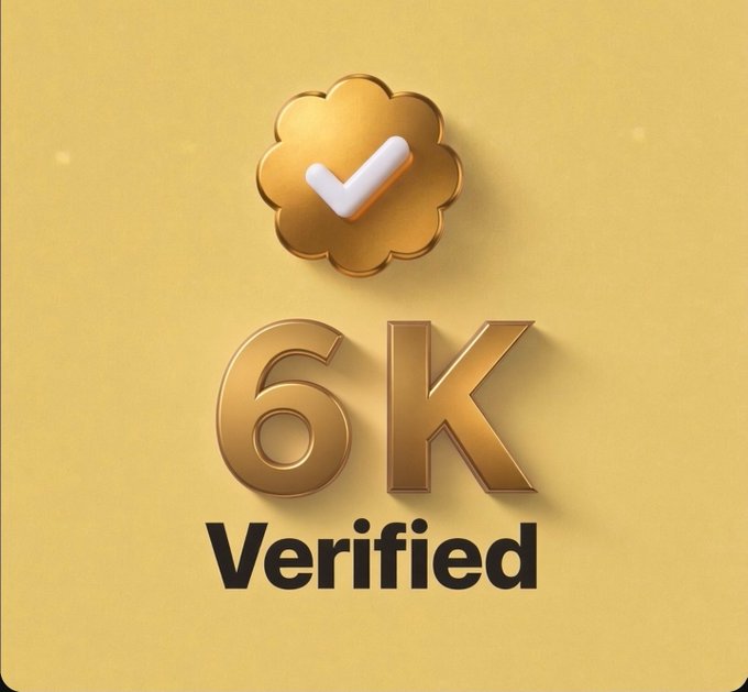 A gold-themed badge displaying a verification badge with a checkmark and the text "6K Verified", likely representing a 6,000 follower count milestone.