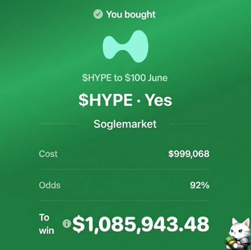 The image features a chart with information about a $1M prize that has been won by someone for putting $100 into a cryptocurrency called HyPE (yes). The amount won is exactly $1,085,943.48, which translates to approximately US Dollars or roughly £881.42 in other countries like the Euro and Yen. 

The chart also contains information about the cost of participating in this prize-winning event on Soglemarket. The cost per entry for this event is $99.86, and there were 1,085,943.48 people who participated in the HyPE challenge.